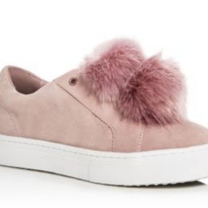 Leya' Faux Fur Pompom Suede Slip-on Sneakers